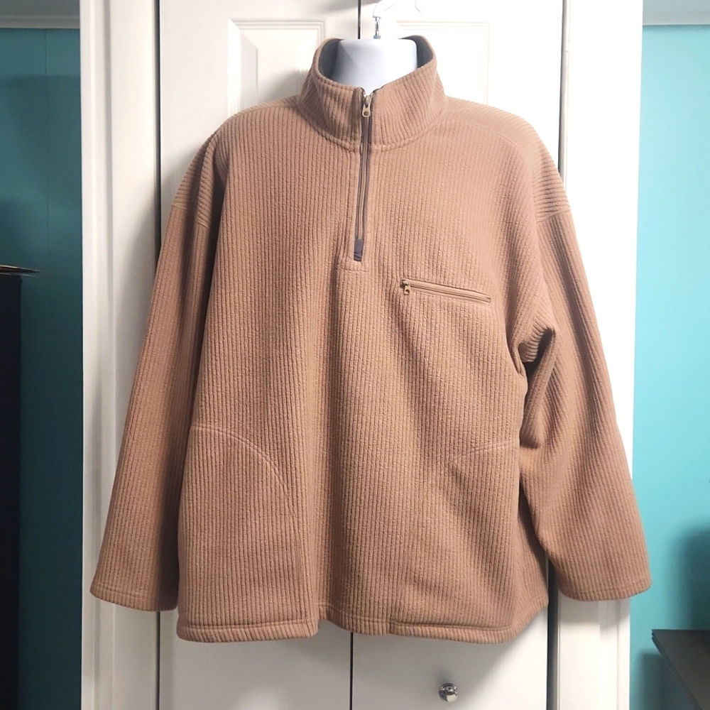 Men's Fieldmaster 1/4 Zip Sweater Jacket Tan XL